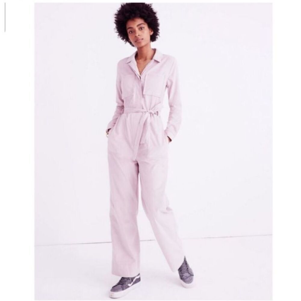 Madewell Pink Corduroy Belted Jumpsuit Size 0
